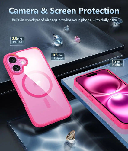 Funda Transparente Para iPhone 16 Rosa