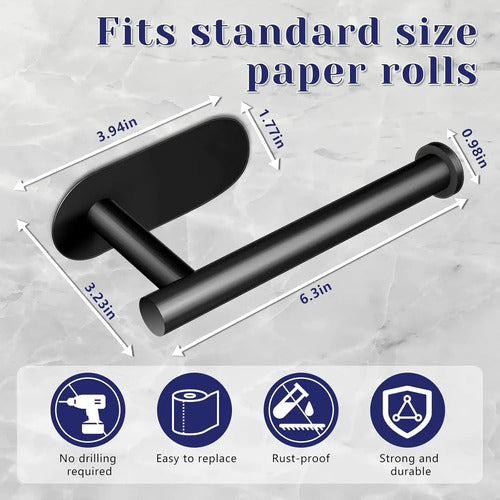 Portarrollos De Papel Higiénico, Acero Inoxidable, Negro Negro