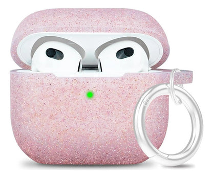 Funda De Silicona Glitter Para AirPods 3 Rosa Dorado