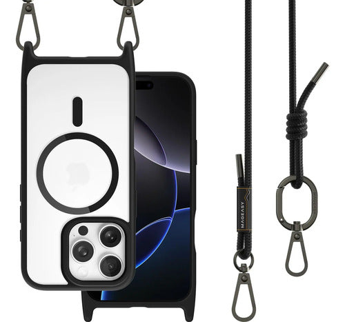 Mageasy Funda Protective Para iPhone 16 Pro Con Correa, C... Negro Nombre Del Diseño