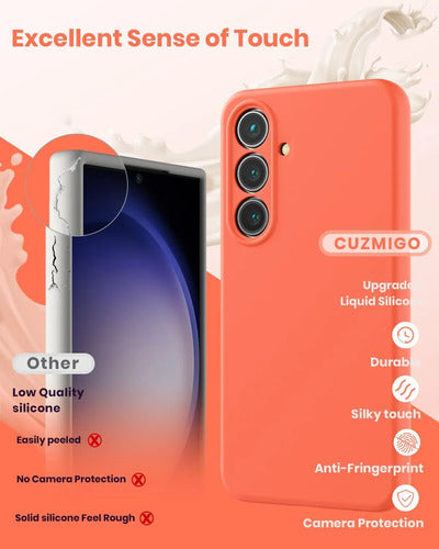 Funda De Silicona Líquida Para Samsung Galaxy S25 Naranja Lisa