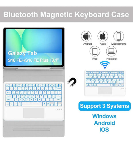 Funda Con Teclado Para Samsung Galaxy Tab S10fe+ Gris