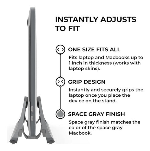Soporte Vertical Ajustable Para Laptop Gris