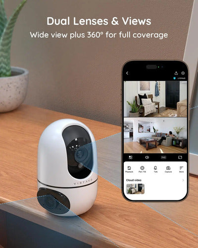 Virtavo Eggsentry 360° - Cámara De Seguridad Doble Lente Color