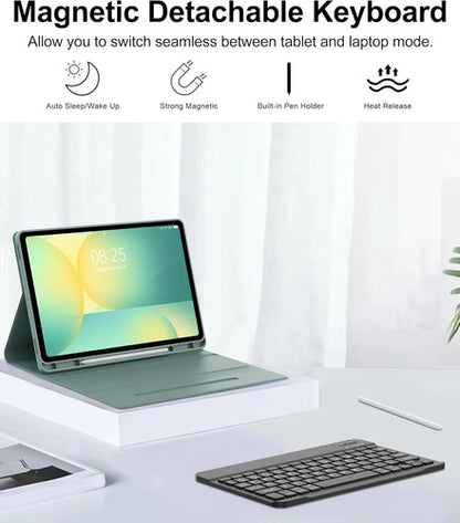 Funda Con Teclado Para Samsung Galaxy Tab S10 Lite/s10 Fe... Verde