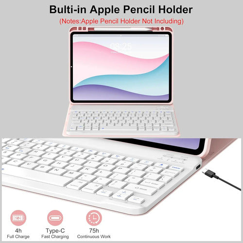Funda Con Teclado Para iPad Pro 11 Rosa Claro