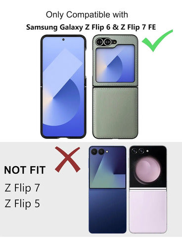 Funda De Cuero Vegano  Para Samsung Galaxy Z Flip 6/7 Fe