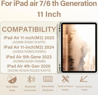 Funda Con Teclado Para iPad Air Crema