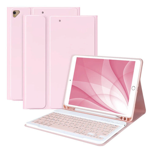 Funda Con Teclado Para iPad De 9a Generacion. Rosa