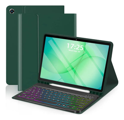 Funda Con Teclado Para Samsung Galaxy Tab A11+/a9. Verde Oscuro