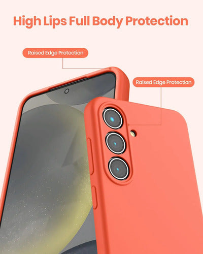 Funda De Silicona Líquida Para Samsung Galaxy S25 Naranja Lisa