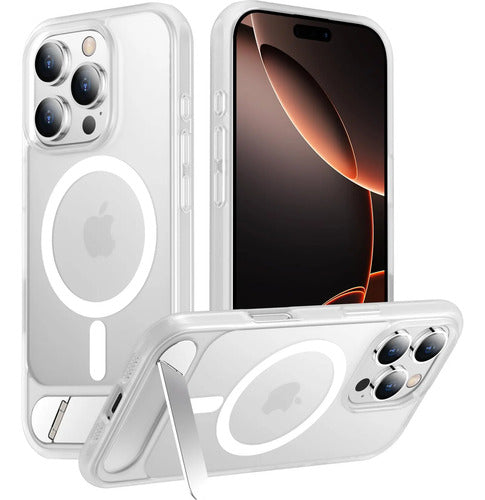 Funda Magnética Temdan Para iPhone 16 Pro Max Con Soporte Blanco