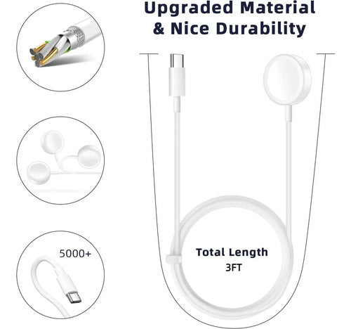 Cargador Para Apple Watch Usb C Magnético Blanco