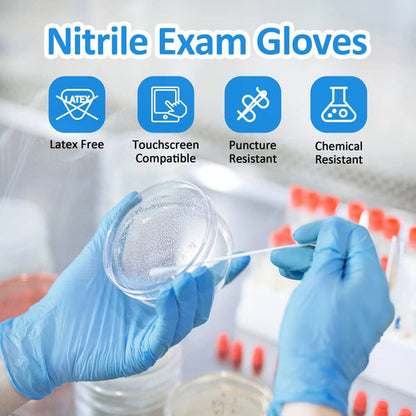 Guantes Médicos De Nitrilo Azul, Sin Látex, 100 Unidades Color Talle