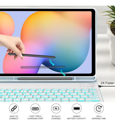 Funda Con Teclado Para Samsung Galaxy S6 Lite 10.4 Azul