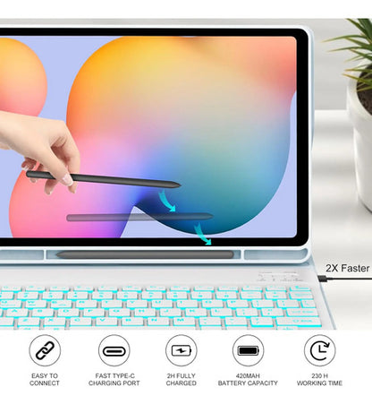 Funda Con Teclado Para Samsung Galaxy S6 Lite 10.4 Azul