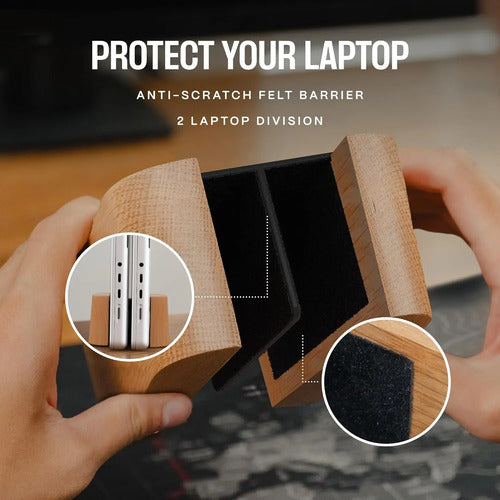 Soporte Vertical Ajustable Para Laptop De Madera Marrón Oscuro