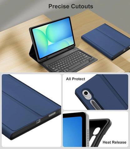 Funda Con Teclado Para Samsung Galaxy Tab S10 Fe+ Plus Azul Marino
