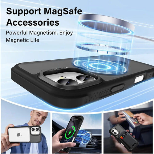 Funda Lufanbis Para iPhone 17 Con Soporte Magnético, Negra Negro