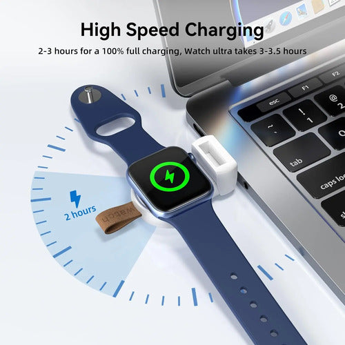 Cargador Portátil Para Apple Watch Usb Inalámbrico Blanco