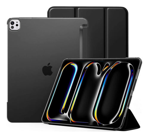 Funda iPad Pro Trasera Translúcida Con Soporte Tríptico Negro
