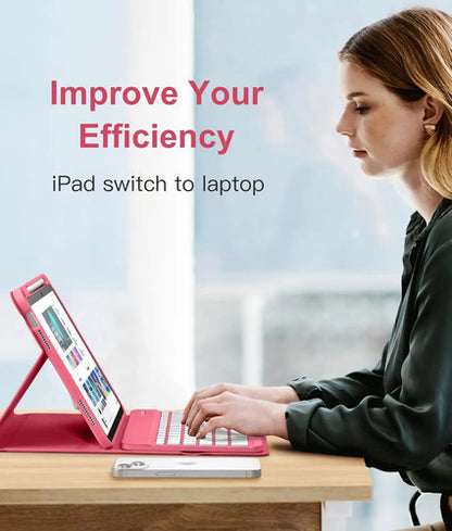Funda Con Teclado Para iPad 11th 10th Gen Rosa