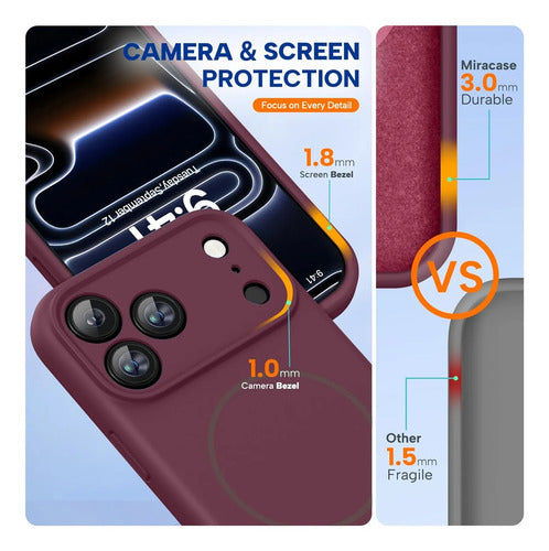 Funda Magnética Miracase Para iPhone 17 Pro Max Bordó