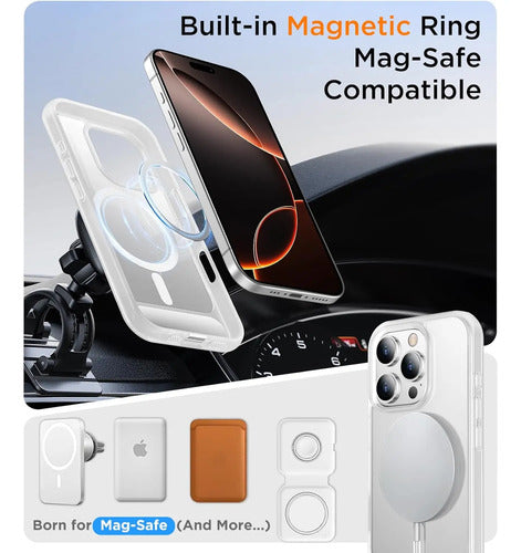 Funda Magnética Temdan Para iPhone 16 Pro Max Con Soporte Blanco