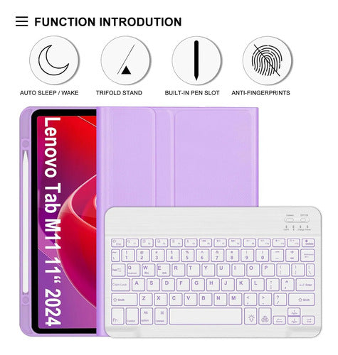 Funda Con Teclado Para Lenovo Tab M11 / K11 Lte 11 Pulgadas Morado