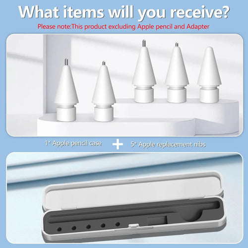 Inesore Estuche Para Apple Pencil Con 5 Puntas Negro