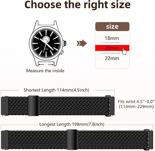 Correa Magnética Trenzada Compatible Con Garmin Vivoactive Negro 2 Cm