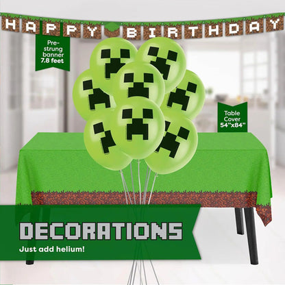 Kit Decoración Cumpleaños Minecraft Para 16 Personas