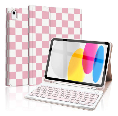 Funda Con Teclado Para iPad 11th 10th Gen Rosa