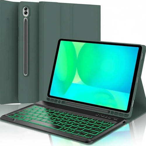 Funda Con Teclado Para Samsung Galaxy Tab S10 Fe (10,9 PuLG) Verde