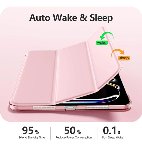 Funda iPad Pro Trasera Translúcida Con Soporte Tríptico Rosa