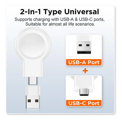 Cargador Usb Portátil Para Apple Watch Usb C Y Usb A Blanco