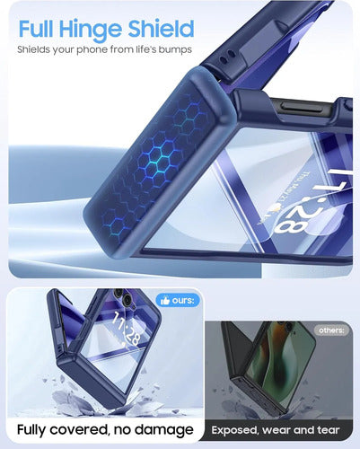 Funda Motorola Razr Ultra 2025, Protector Pantalla Azul Oscuro