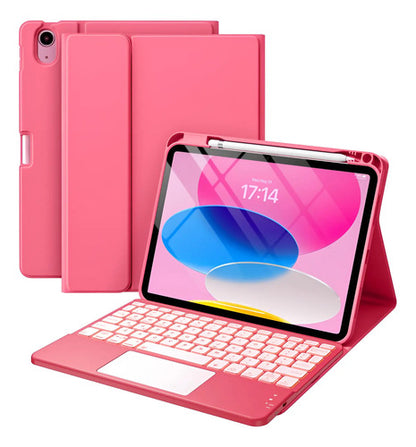 Funda Con Teclado Para iPad 11th/10th Gen, Retroiluminada Rosa