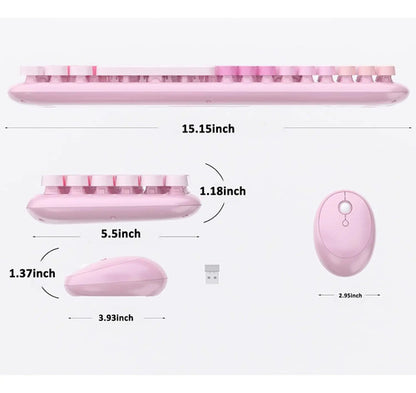 Combo Teclado Y Mouse Inalámbricos Ubotie Rosa Chicle