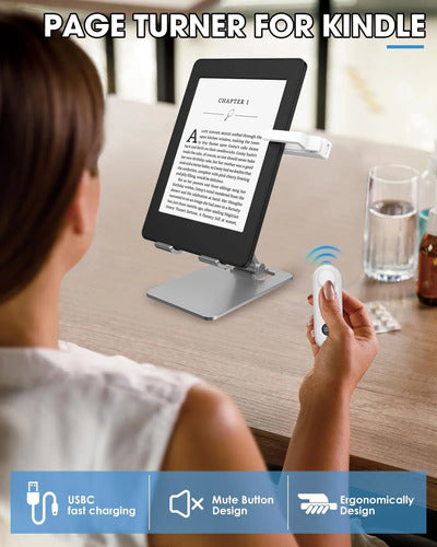 Girador De Páginas Con Control Remoto Para Kindle Paperwhite Blanco