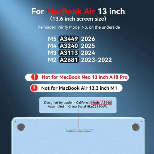 Funda Blueswan Para Macbook Air 13 Pulgadas Matte Clear