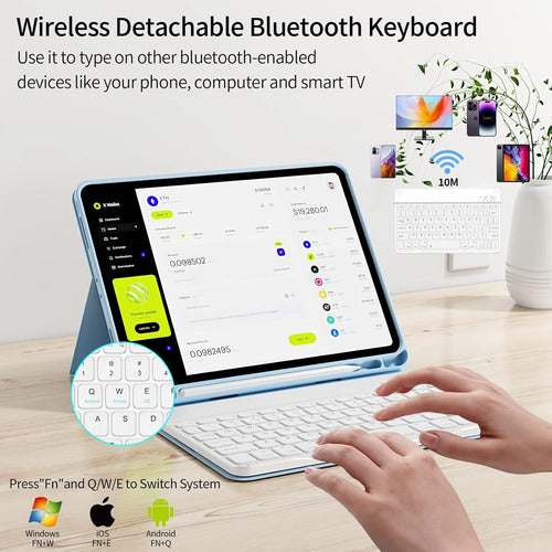 Funda Con  Teclado Para iPad Pro 11'' Gen Azul Claro