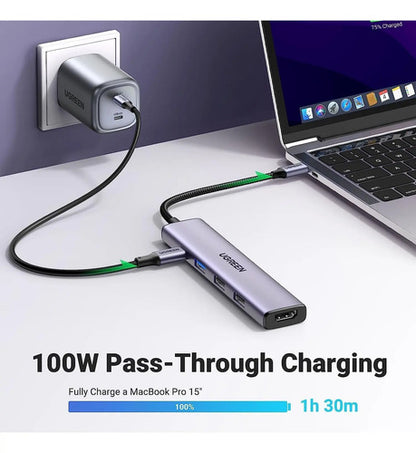 Adaptador Multipuerto Usb C Hub 5 En 1 Ugreen Gris