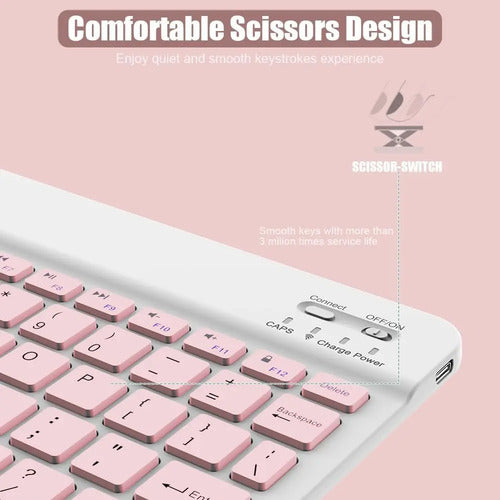 Teclado Bluetooth Portátil Para iPad Y Tablets Android Rosa