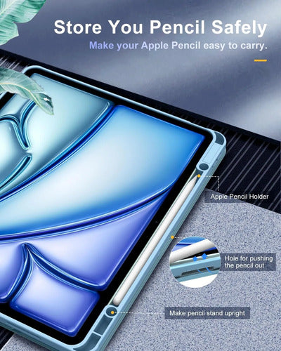 Funda Timovo Para iPad Air 13 Pulgadas M2 2024 - Gris Claro Azul Claro