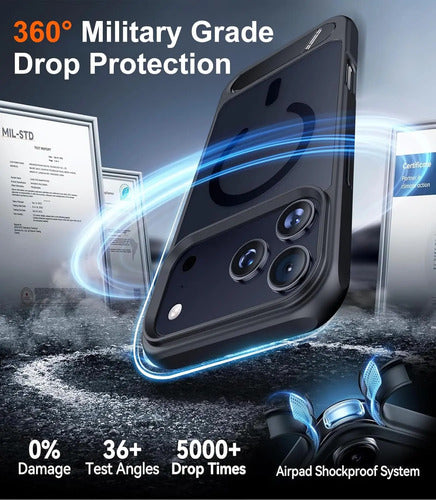 Funda Para iPhone 17 Pro Max 6.9  Negra Con Soporte Negro