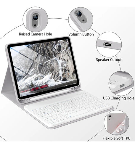 Funda Con Teclado Para iPad Air Gen 11 Gris