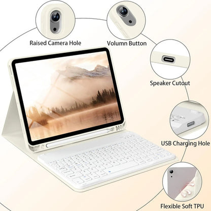 Funda Con Teclado Para iPad Air Crema