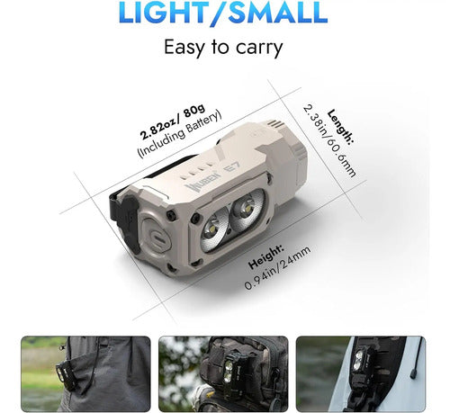Linterna Recargable Wuben E7 1800 Lumen Mini Con Imán Blanca Plateado