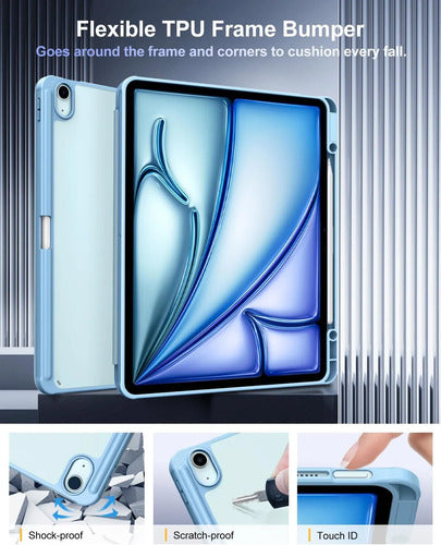 Funda Timovo Para iPad Air 13 Pulgadas M2 2024 - Gris Claro Azul Claro